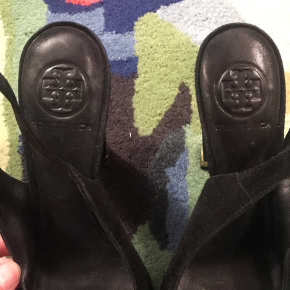 Tory Burch Sling Back Black Suede Heels Size 8 - Picture 2 of 7